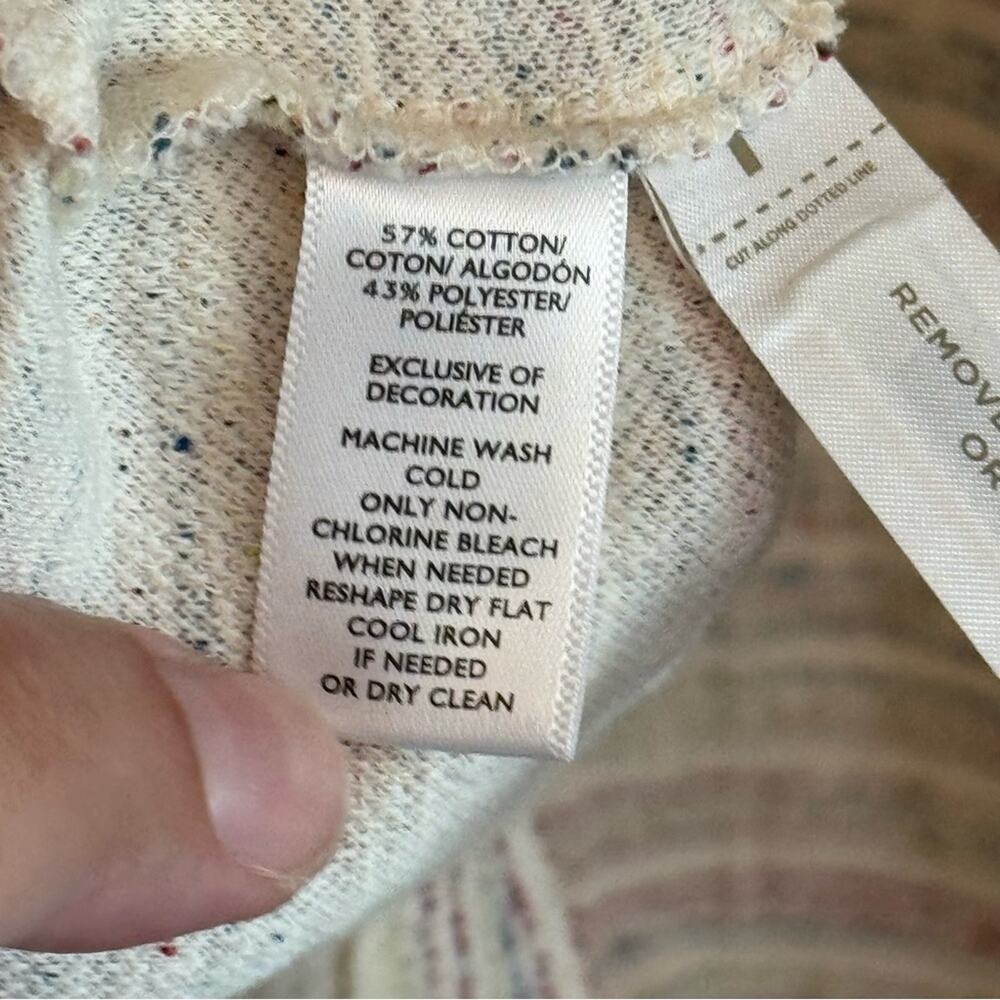 Loft Women's Cream Striped Bubble Sleeve Pocketed Shift Mini Dress Size 16/18 - Picture 4 of 9